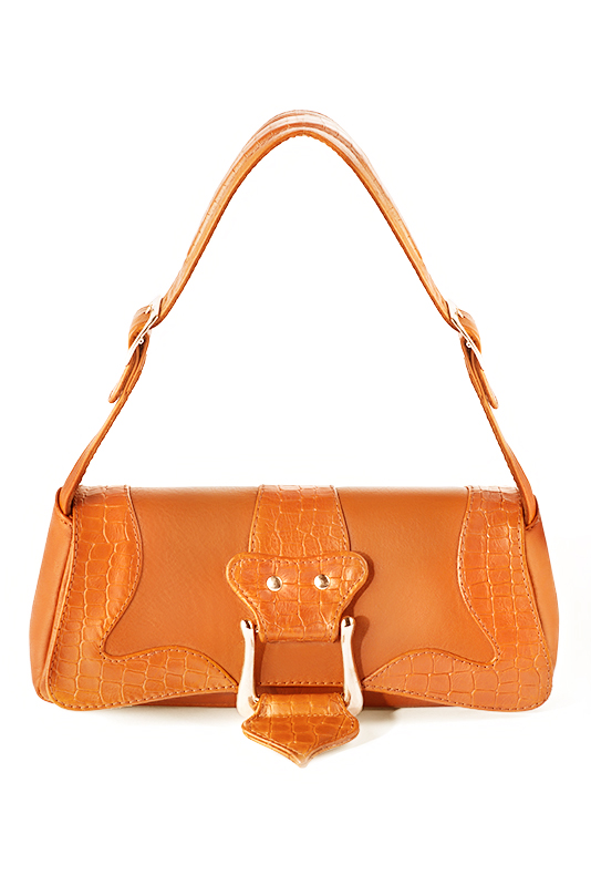 Dress small handbag in apricot orange leather - Top view